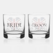 Gepersonaliseerde unie jack bruiloft bril whisky glas (Achterkant)