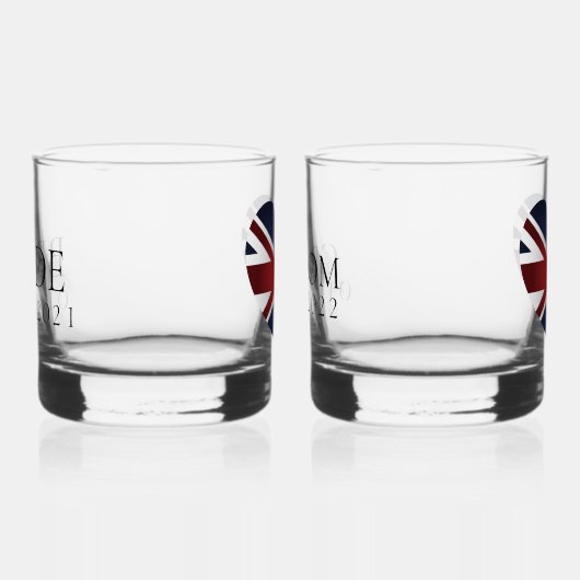 Gepersonaliseerde unie jack bruiloft bril whisky glas (Rechts)
