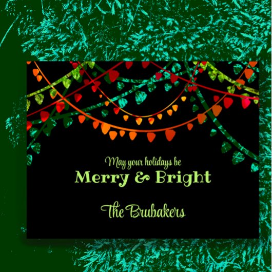 Gepersonaliseerde unieke kleurrijke kerstverlichti feestdagenkaart