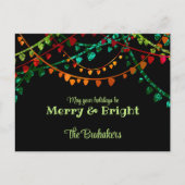 Gepersonaliseerde unieke kleurrijke kerstverlichti feestdagenkaart (Voorkant)
