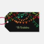 Gepersonaliseerde unieke kleurrijke leuke kerstver cadeaulabel (Achterkant Horizontaal)