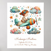 Gepersonaliseerde unieke Nursery Art Child Flying  Poster (Voorkant)