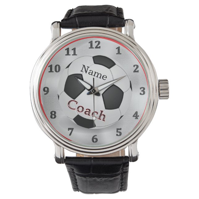 Gepersonaliseerde Unieke Voetbal coach Geschenken  Horloge (Voorkant)
