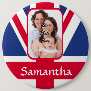 Gepersonaliseerde union jack ronde button 6,0 cm