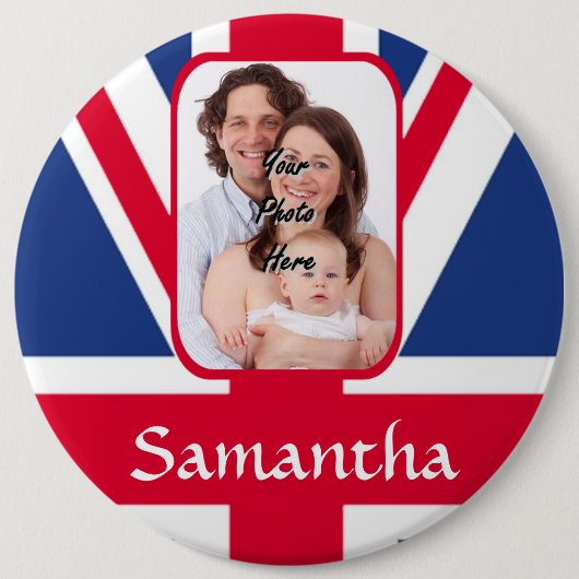 Gepersonaliseerde union jack ronde button 6,0 cm (Voorkant)