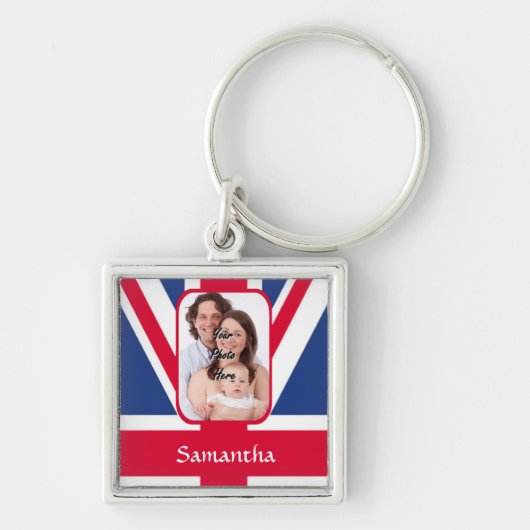 Gepersonaliseerde union jack sleutelhanger (Voorkant)