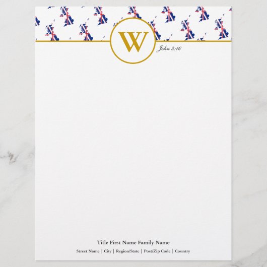 Gepersonaliseerde UNION JACK UK kaart Letterhead Briefhoofd (Voorkant)