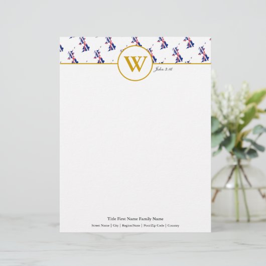 Gepersonaliseerde UNION JACK UK kaart Letterhead Briefhoofd (Staand voorkant)