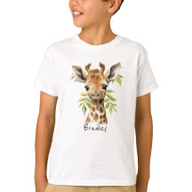 Gepersonaliseerde Unisex Giraffe T-shirt voor kind