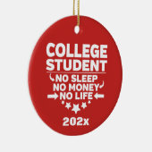 Gepersonaliseerde universiteitsstudent Geen Slaap- Keramisch Ornament (Rechts)
