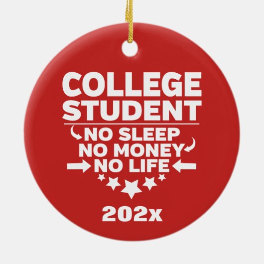 Gepersonaliseerde universiteitsstudent Geen Slaap- Keramisch Ornament (Achterkant)