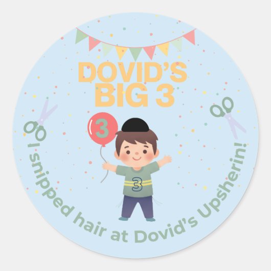 Gepersonaliseerde Upsherin-Sticker Ronde Sticker (Voorkant)