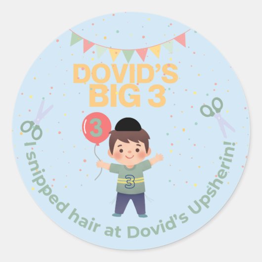 Gepersonaliseerde Upsherin-Sticker Ronde Sticker (Voorkant)