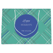 Gepersonaliseerde Urban Green Blue Tartan Groot Cadeauzakje (Voorkant)