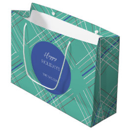 Gepersonaliseerde Urban Green Blue Tartan Groot Cadeauzakje