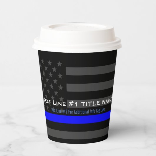 Gepersonaliseerde US Thin Blue Line 2 regels tekst Papieren Bekers (Links)