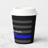 Gepersonaliseerde US Thin Blue Line 2 regels tekst Papieren Bekers (Achterkant)