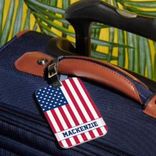Gepersonaliseerde USA Flag Stars and Stripes Bagagelabel