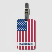 Gepersonaliseerde USA Flag Stars and Stripes Bagagelabel (Voorkant (verticaal))