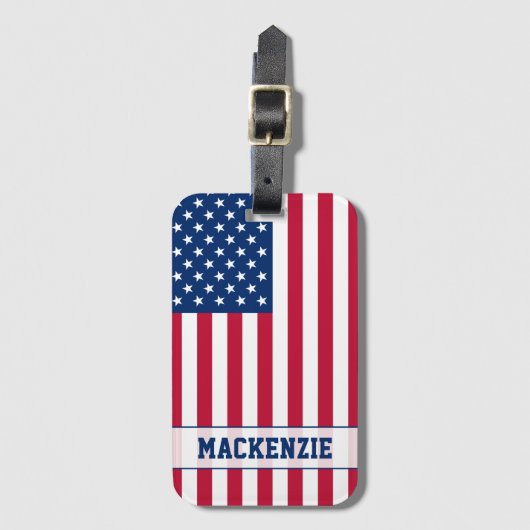 Gepersonaliseerde USA Flag Stars and Stripes Bagagelabel (Voorkant (verticaal))