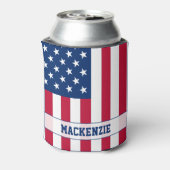 Gepersonaliseerde USA Flag Stars and Stripes Blikjeskoeler (Blikje Achterkant)