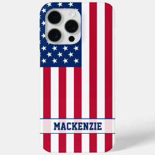 Gepersonaliseerde USA Flag Stars and Stripes iPhone 15 Pro Max Hoesje