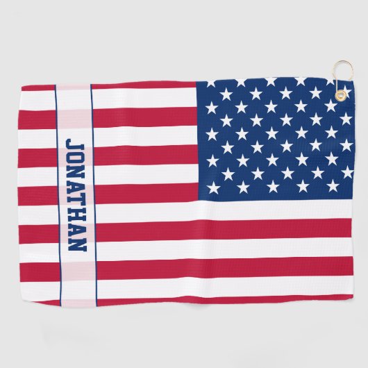Gepersonaliseerde USA Flag Stars and Stripes Golfhanddoek (Horizontaal)