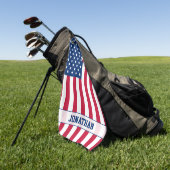 Gepersonaliseerde USA Flag Stars and Stripes Golfhanddoek (Groen)