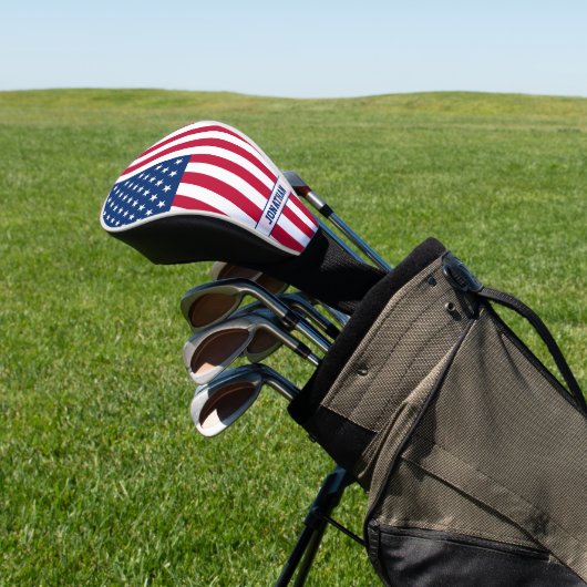 Gepersonaliseerde USA Flag Stars and Stripes Golfheadcover (Insitu)