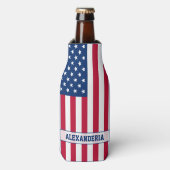 Gepersonaliseerde USA Flag Stars and Stripes Koelb Flesjeskoeler (Fles Voorkant)