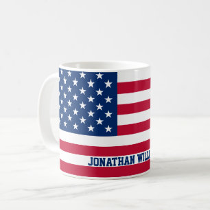 Gepersonaliseerde USA Flag Stars and Stripes Koffiemok