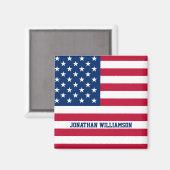 Gepersonaliseerde USA Flag Stars and Stripes Magneet (Voorkant / Achterkant)