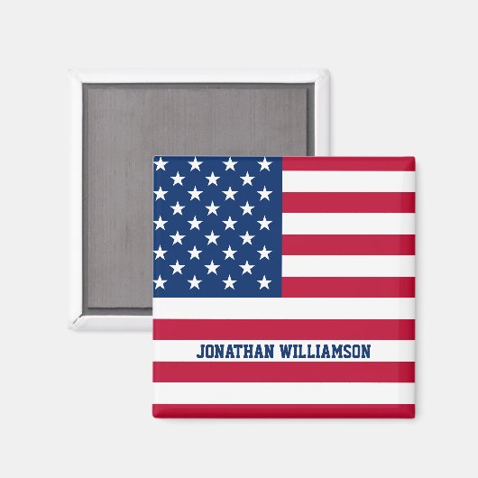 Gepersonaliseerde USA Flag Stars and Stripes Magneet (Voorkant / Achterkant)