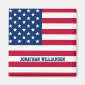 Gepersonaliseerde USA Flag Stars and Stripes Magneet (Voorkant)
