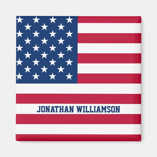 Gepersonaliseerde USA Flag Stars and Stripes Magneet (Voorkant)
