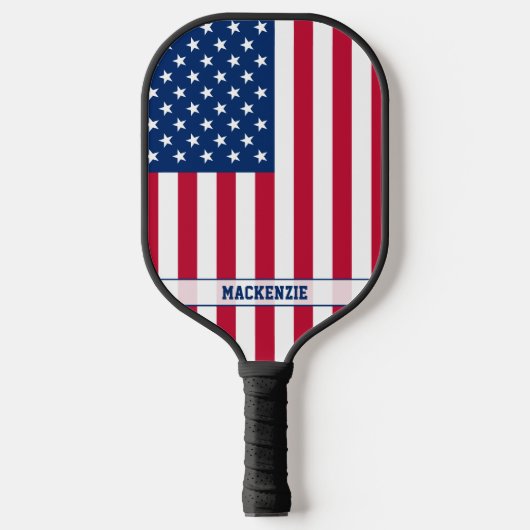 Gepersonaliseerde USA Flag Stars and Stripes Pickleball Paddle (Voorkant)