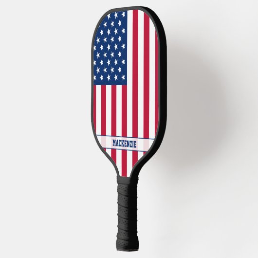 Gepersonaliseerde USA Flag Stars and Stripes Pickleball Paddle (Links)