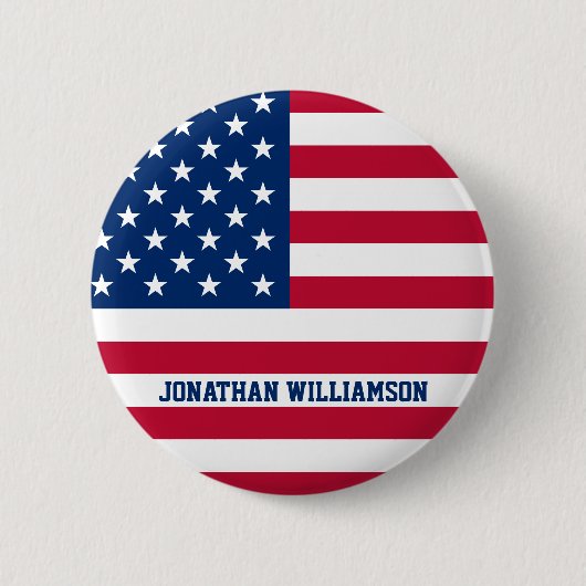 Gepersonaliseerde USA Flag Stars and Stripes Ronde Button 5,7 Cm (Voorkant)