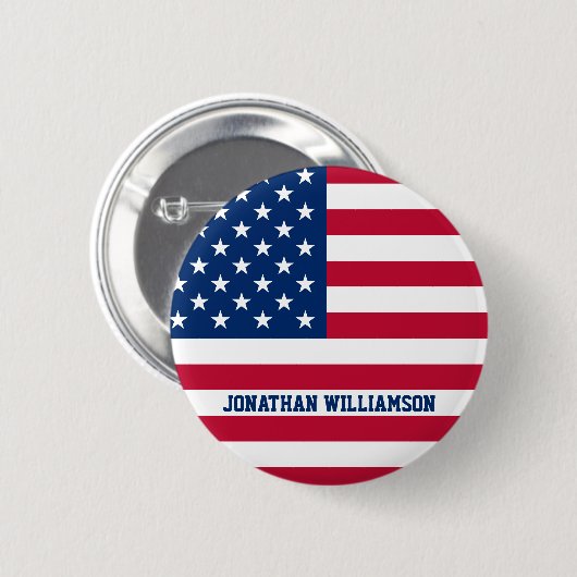 Gepersonaliseerde USA Flag Stars and Stripes Ronde Button 5,7 Cm (Voorkant /achterkant)