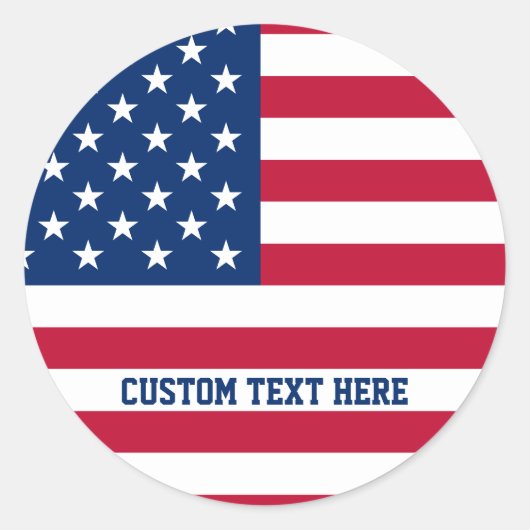 Gepersonaliseerde USA Flag Stars and Stripes Ronde Sticker (Voorkant)