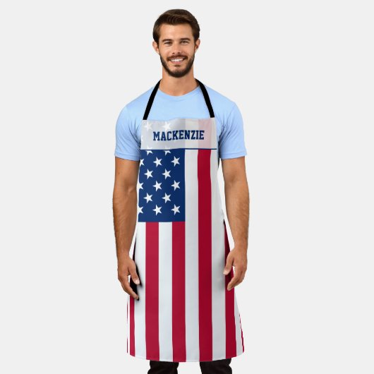 Gepersonaliseerde USA Flag Stars and Stripes Schort (Gedragen)