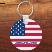 Gepersonaliseerde USA Flag Stars and Stripes Sleutelhanger (Achterkant)