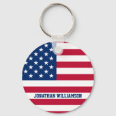 Gepersonaliseerde USA Flag Stars and Stripes Sleutelhanger (Achterkant)