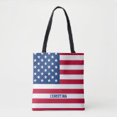 Gepersonaliseerde USA Flag Stars and Stripes Tote Bag (Voorkant)