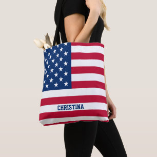 Gepersonaliseerde USA Flag Stars and Stripes Tote Bag