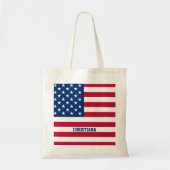 Gepersonaliseerde USA Flag Stars and Stripes Tote Bag (Voorkant)
