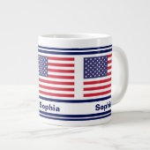 Gepersonaliseerde USA Patriottische Vlag Grote Koffiekop (Voorkant rechts)