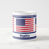 Gepersonaliseerde USA Patriottische Vlag Grote Koffiekop (Voorkant)