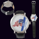 Gepersonaliseerde USA Patriottische Vlag Horloge<br><div class="desc">Gepersonaliseerde USA Patriotic Flag Watch. Pas het aan met jouw naam voor een chique girly unieke look.</div>