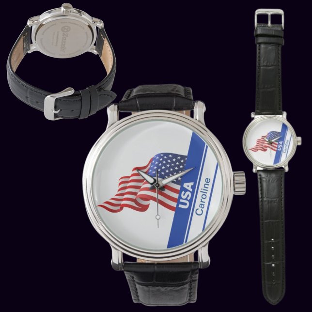 Gepersonaliseerde USA Patriottische Vlag Horloge (Creator heeft geüpload)